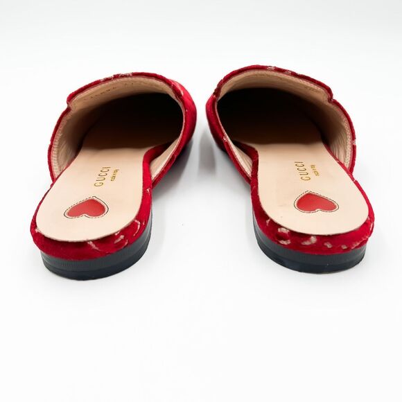 Gucci Princetown Mules Velvet Red GG Horsebit Slipper Size 37.5, 7.5 - Picture 4 of 14